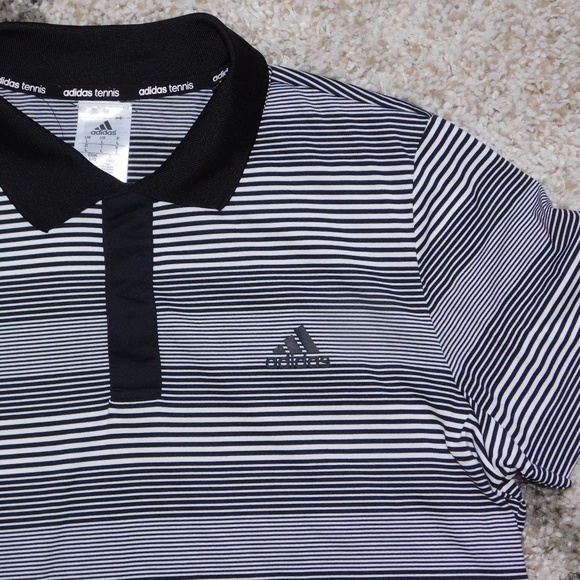 Adidas Men's Classic Polo Black and White Stripes - Picture 4 of 5